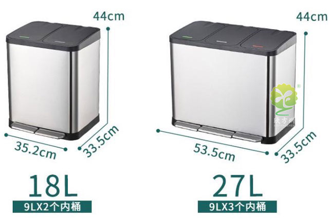 小區家用不銹鋼腳踏垃圾桶雙桶